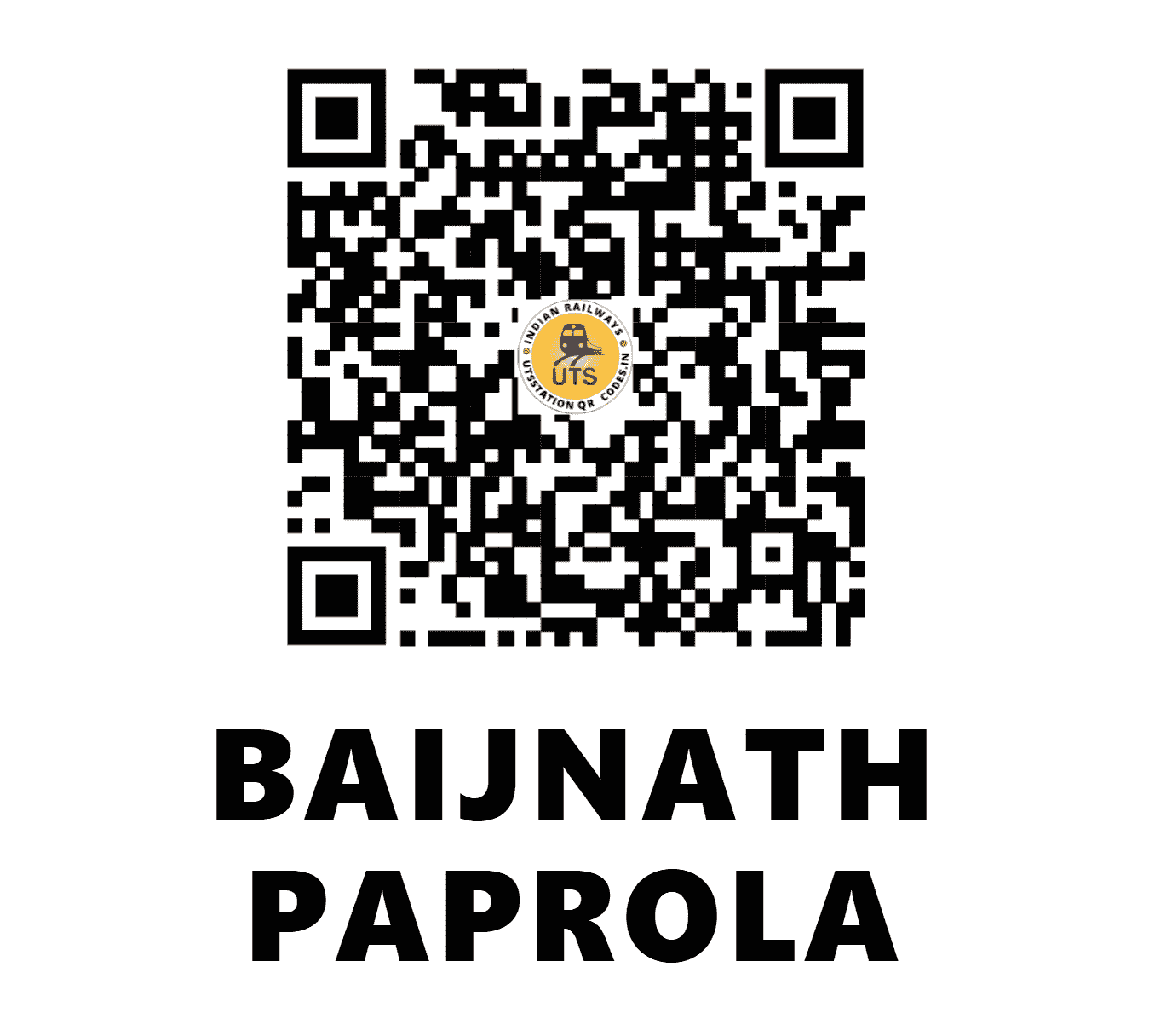 UTS QR Code for BAIJNATH PAPROLA - BJPL (NR - HIMACHAL PRADESH)